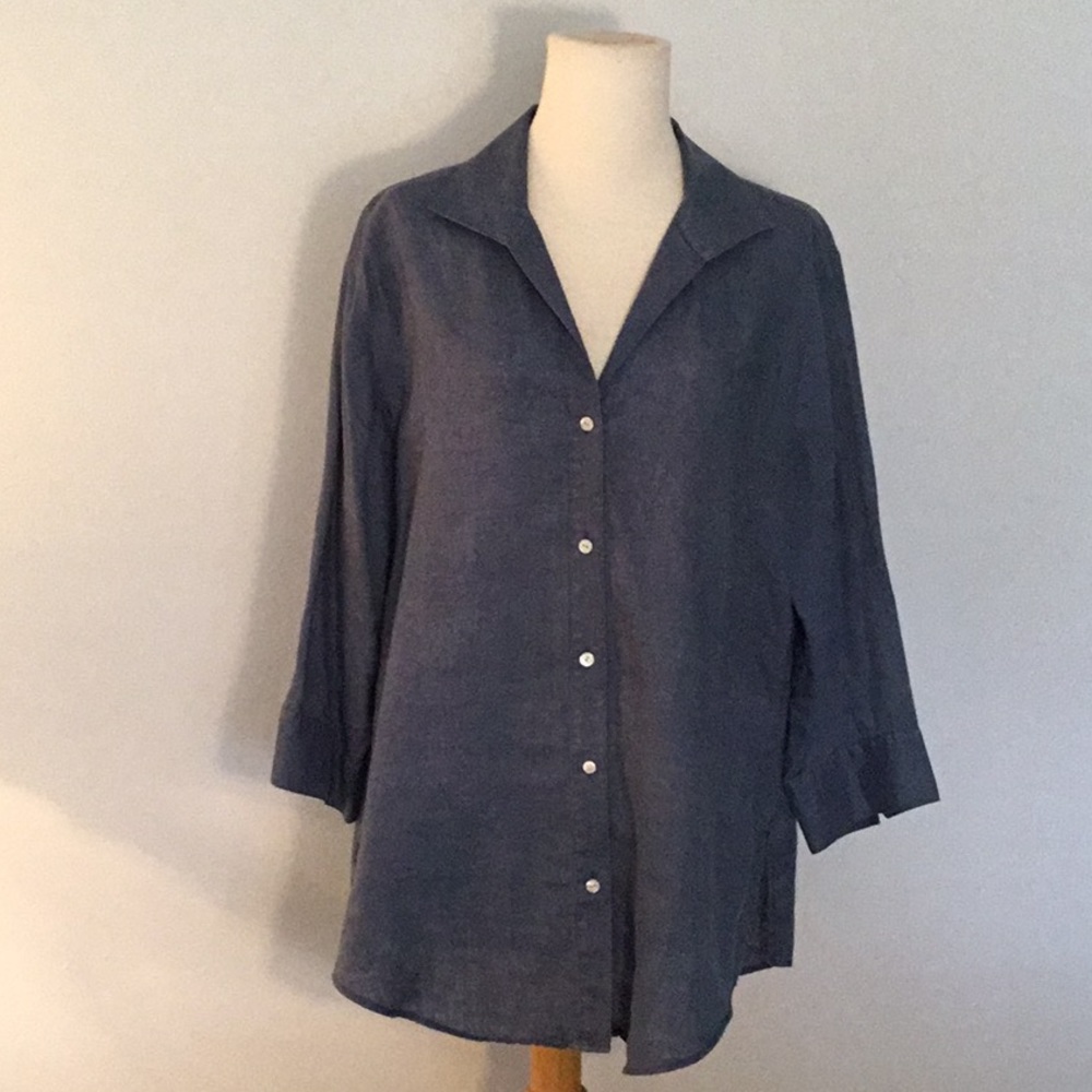 Paperwhite 100% Linen Top, sz 14